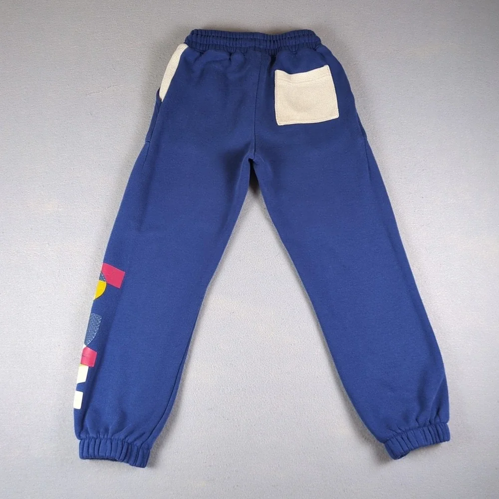 Nike Jordan Messy Room Jogger Pants Boys Small Blue Fleece Sweatpants Embossed